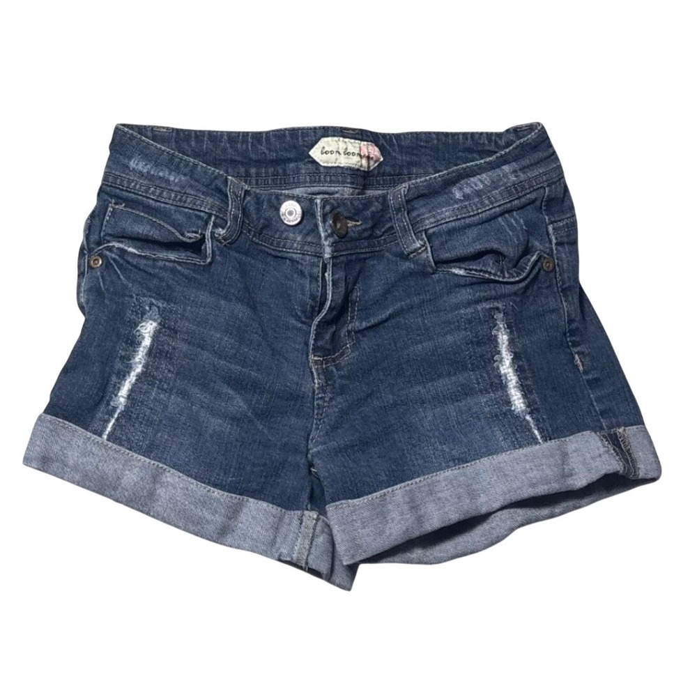 Jean Shorts Denim Dark Wash Blue Distressed Cuffed Casual Kids Size 12/ Large